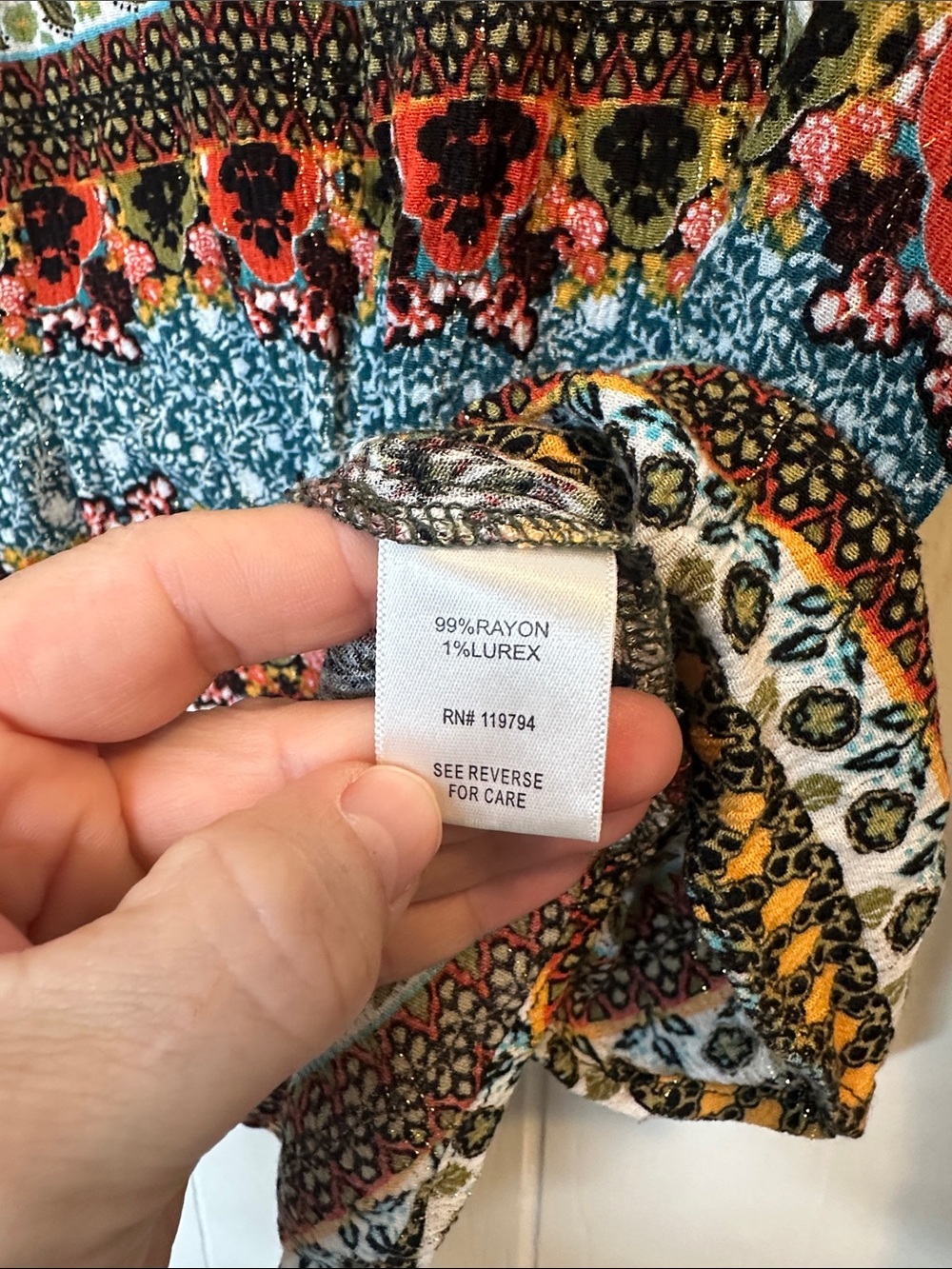 Paisley & Gray Multicolor Lace-Up Boho Tunic - Floral Stripe - Picture 8 of 12
